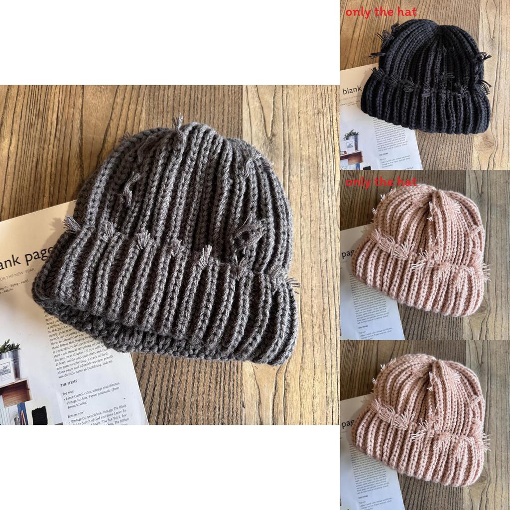 With Color Solid Hole Knitted Hat For Men Women Winter Street Fashion Headgear