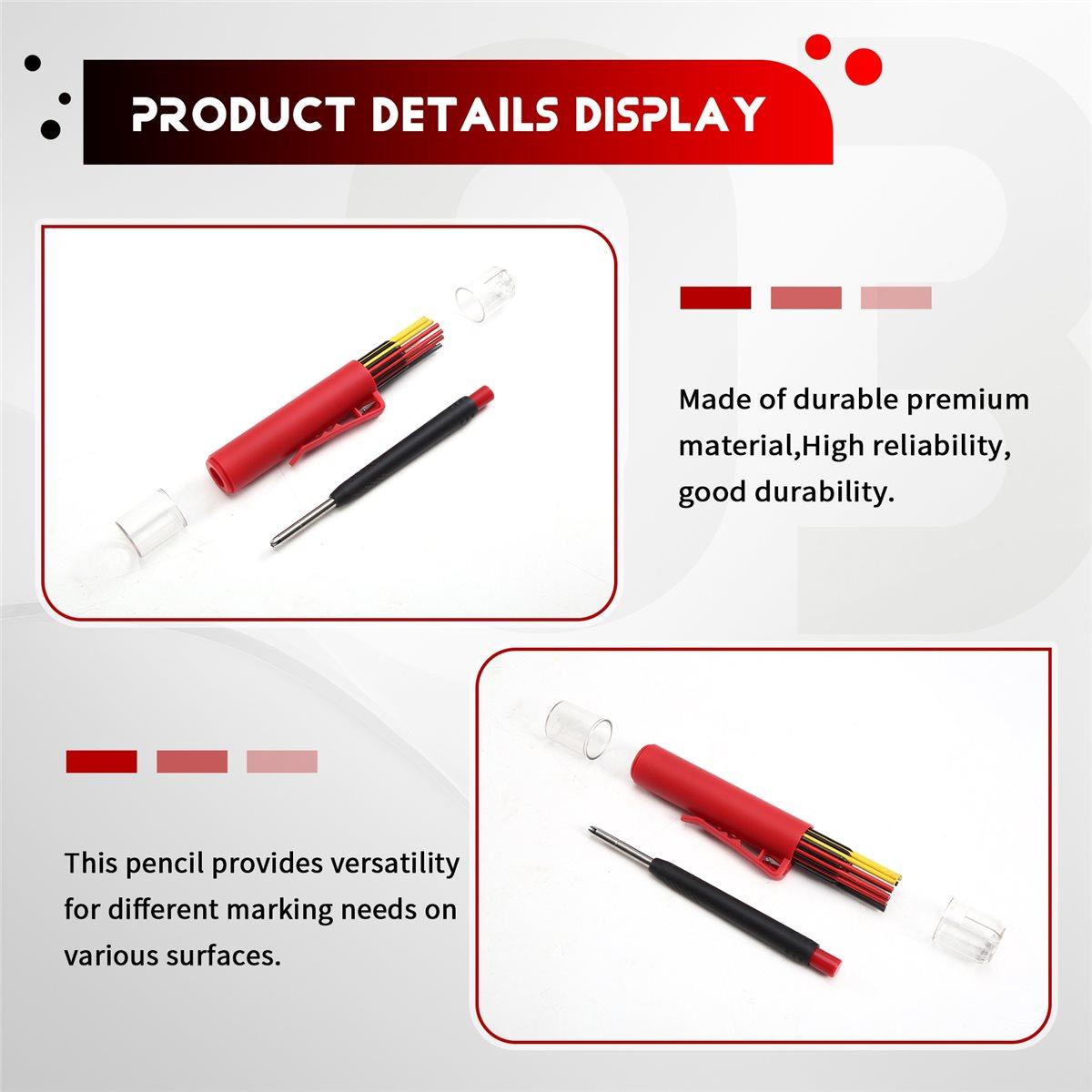 

Solid Carpenter Pencil Woodworking Mechanical 3 Colors Refill Construction Marking Scriber Built-in Sharpener Red China Mainland