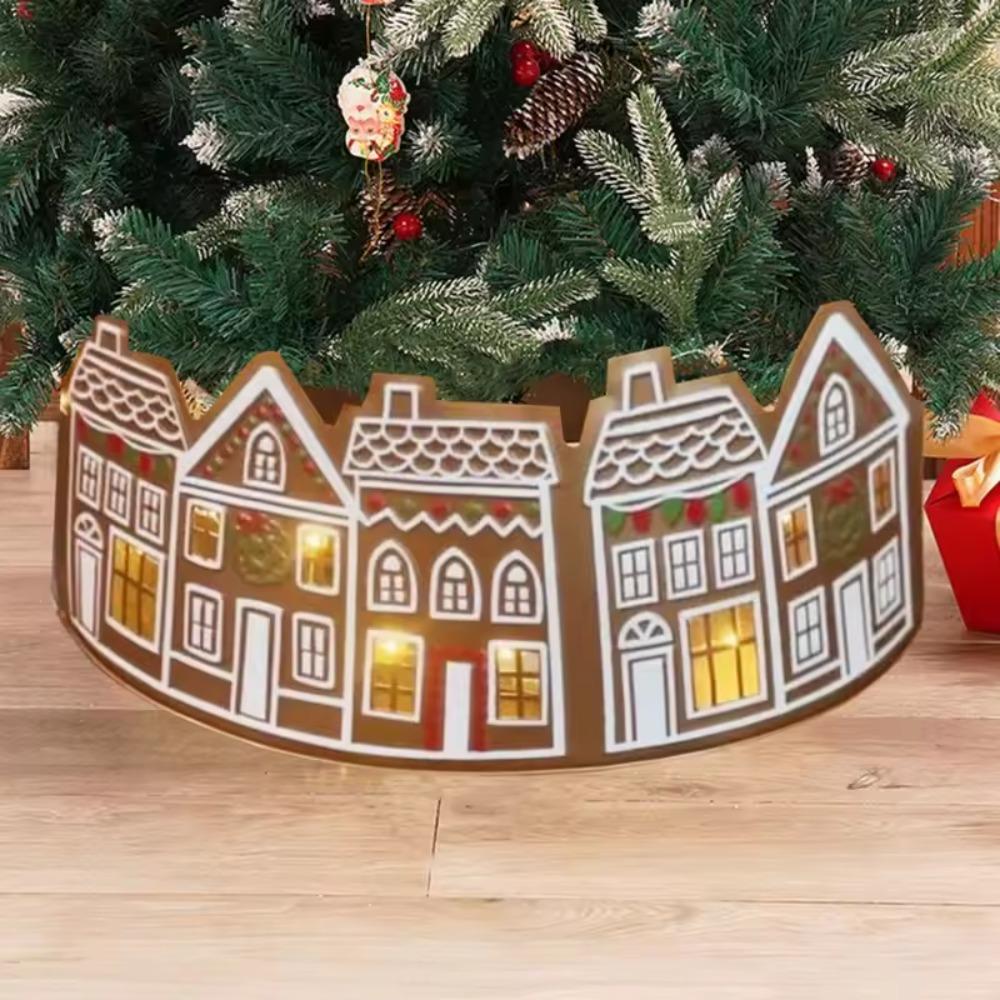 Gingerbread House Christmas Tree Skirt LED Xmas Tree Base Cover Christmas Tree Collar  Festival