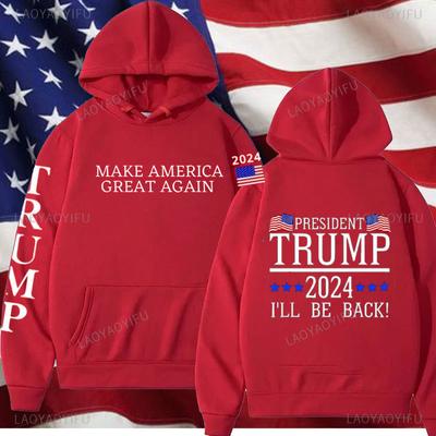 Udělejme Ameriku znovu skvělou Trump potištěné mikiny 2024 Trumpovy volby Pánské Streetwear Udržujte Ameriku skvělou Trump 2024 Mikiny
