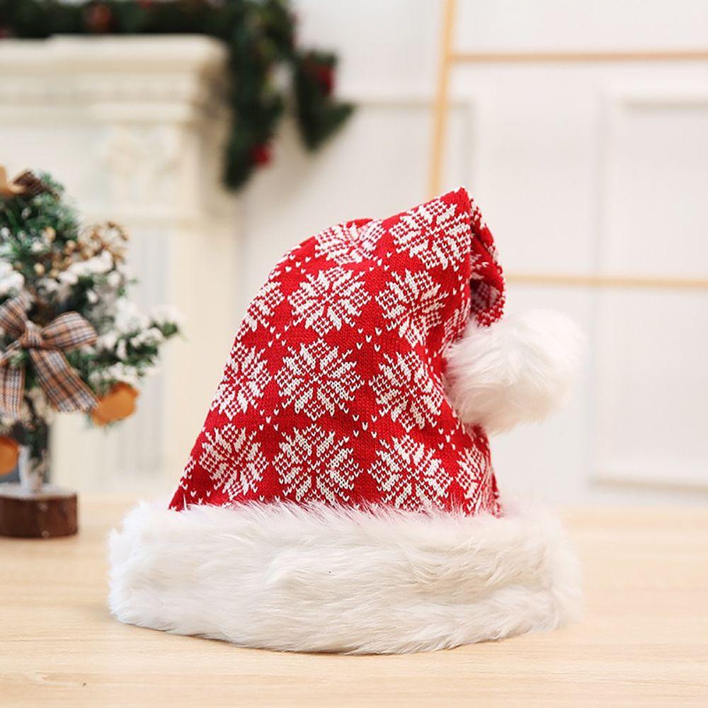 Cute Korean Plush Plaid Kids Adult Snowflake Children Hat Warm Cap Christmas Hat Santa Claus Hat