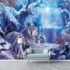 Wolf Snow Mountain Plum Blossom Castle Animal Living Room Bedroom Wallpaper Mural