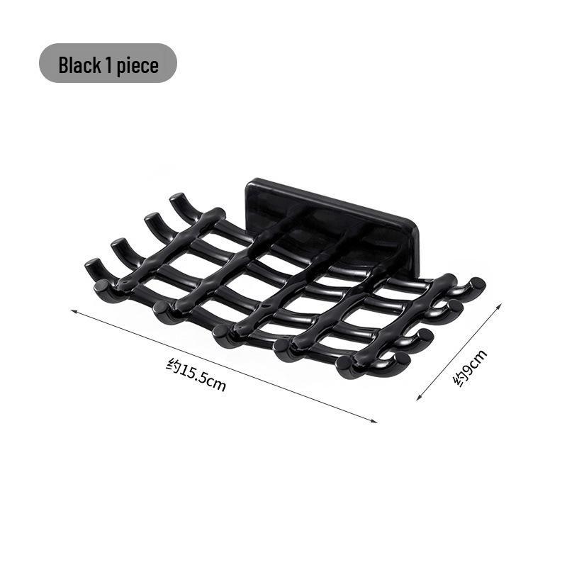 Wall-Mounted Rattan-Style Plastic Soap Dish, Punch-Free Bathroom Shower Drain Holder