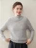 Women's Cashmere High-Neck Buckle Knit Sweater - Slimming Loose Pullover, Thick Korean Style, Plain Color Base Layer