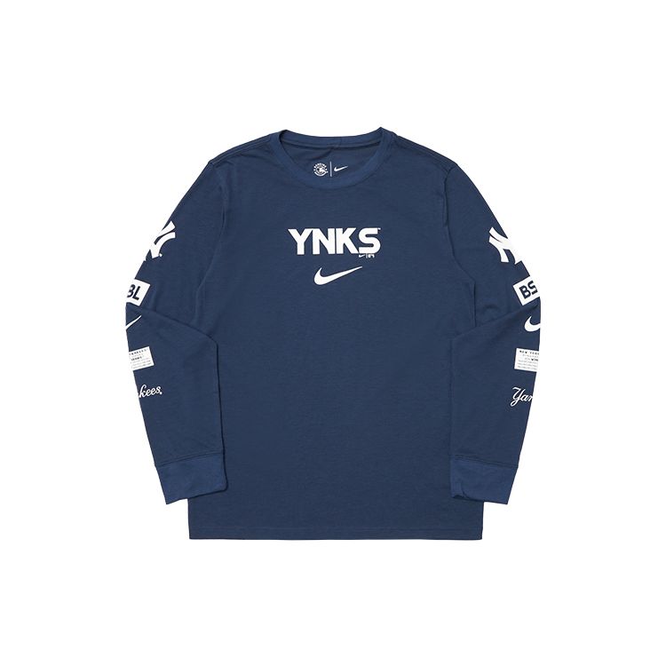 Nike X MLB Collaboration Hoodie Logo Letter Print Pattern Pullover Crewneck Long Sleeve Kids Hoodies Navy-Blue 3Z3B7SBHL-NYY S