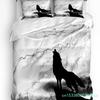 Schwarzer Wolf Nachtblitz Wildtier Bettwäsche Set 3tlg Bettbezug Kissenbezug Steppdecke Doppelbett Set Heimtextilien