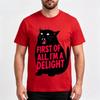 Male 100 Cotton Pet Graphic Tee First Of All Im A Delight Angry Black Cat Print Short Sleeve Summer Casual Unisex Tees
