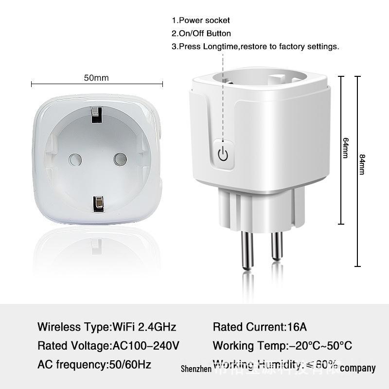 European Standard WiFi Smart Socket with Google Alexa/Alice Voice-Controlled Timing