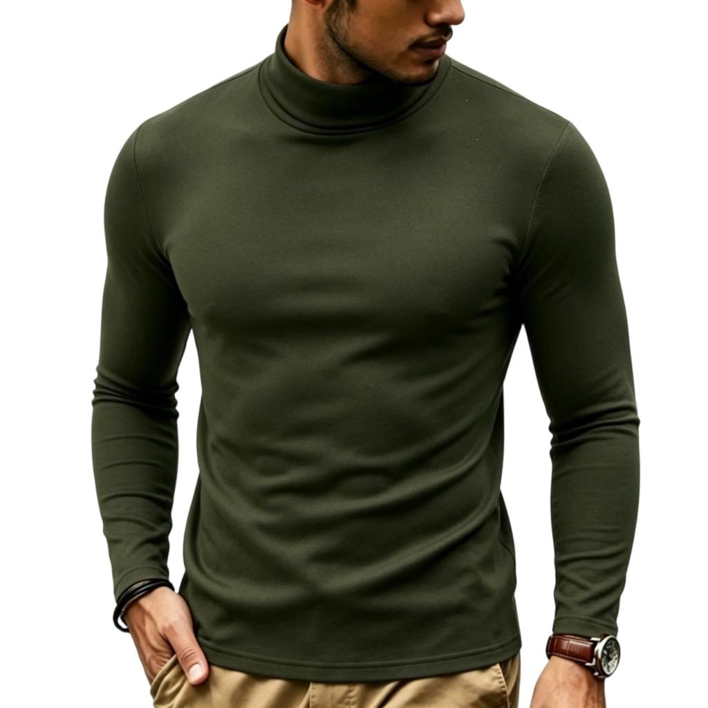 Men's Color Slim Fit Thermal Turtleneck Long Sleeve Pullover Base Layer T-Shirt
