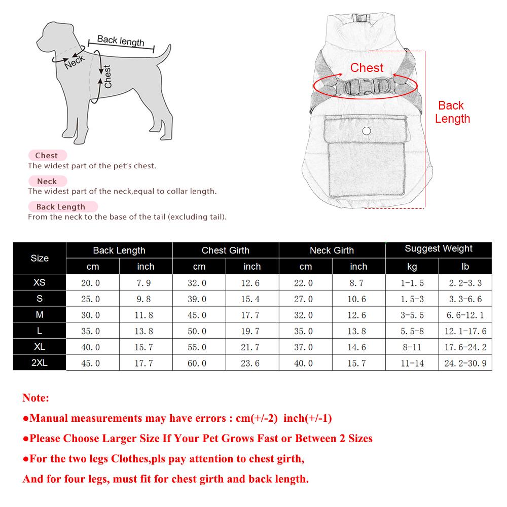 Warm Dog Coat Winter Waterproof Pet Clothes With Harness For Small Medium Dogs Cat Apparel Puppy Jacket Vest Yorkie Pug Costume