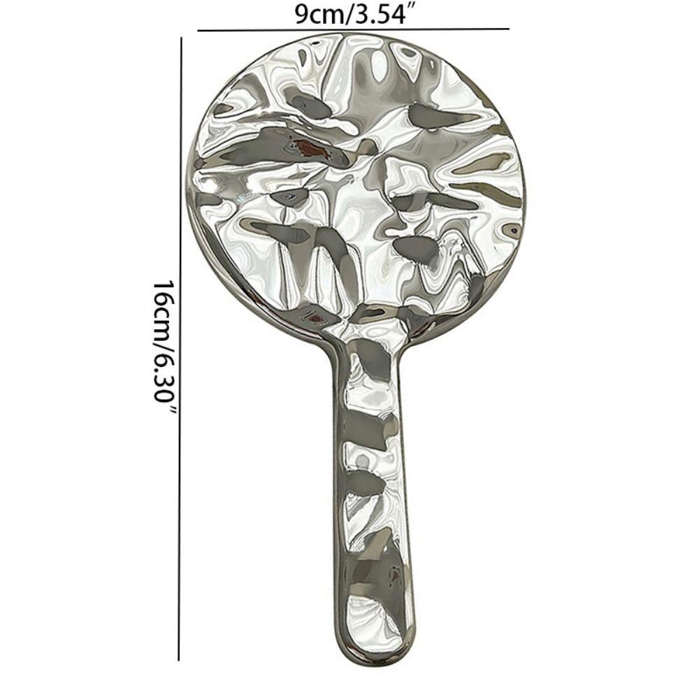 Universal Electroplating Handheld Mirror Clear High definition Water Ripple Makeup Mirror Elegant Round Beauty Mirror