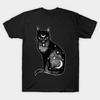 Men Black Print T-shirt Black Cat No-Cut Transfer Paper Print Cotton Tshirt