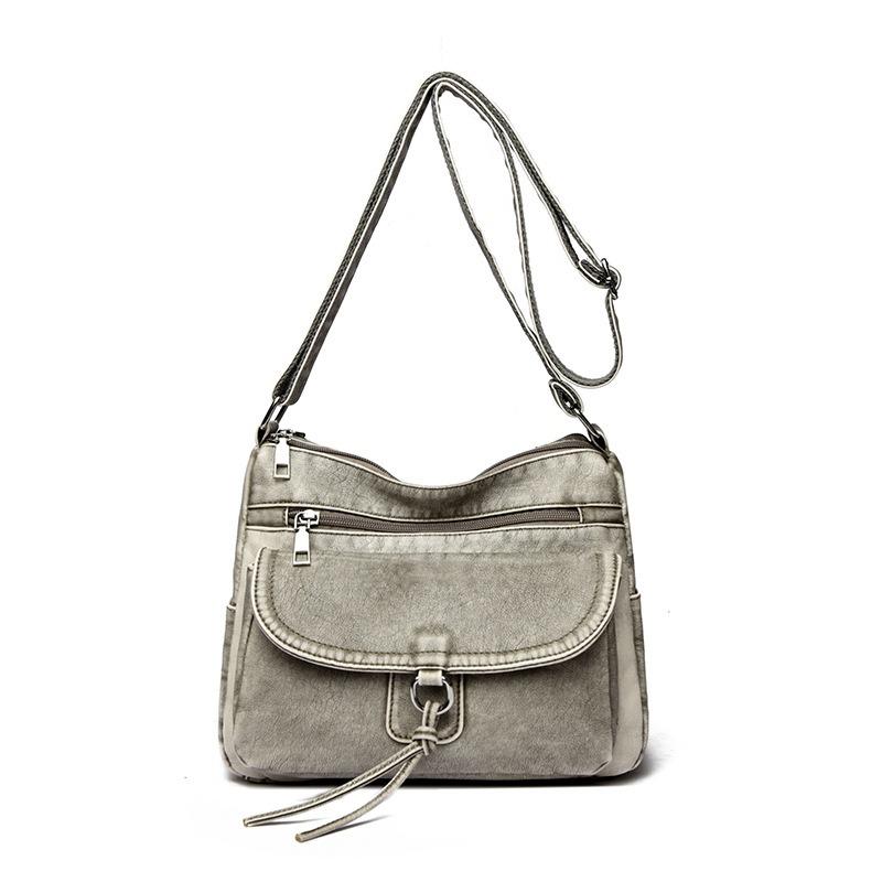 Women's bag Multi-pocket stylish and simple shoulder bag Casual light texture Large capacity messenger women's bag