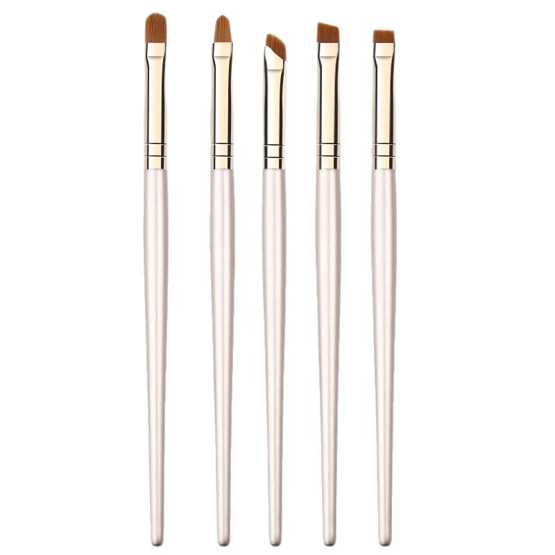 Five-Piece Wooden Handle Eye Detail Brush Set: Precision Eyeshadow, Eyeliner, Under-Eye Brushes