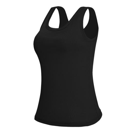 

Yoga Vest Super Soft Stretch Fabric Built-in Bra Camisole Square Neck Sleeveless Slim Fit Layering Tops Activewear S чорний