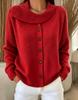 European & American Women's Knit Cardigan Sweater Coat with Irregular Lapel - Autumn/Winter Style, Solid Color, Buttoned