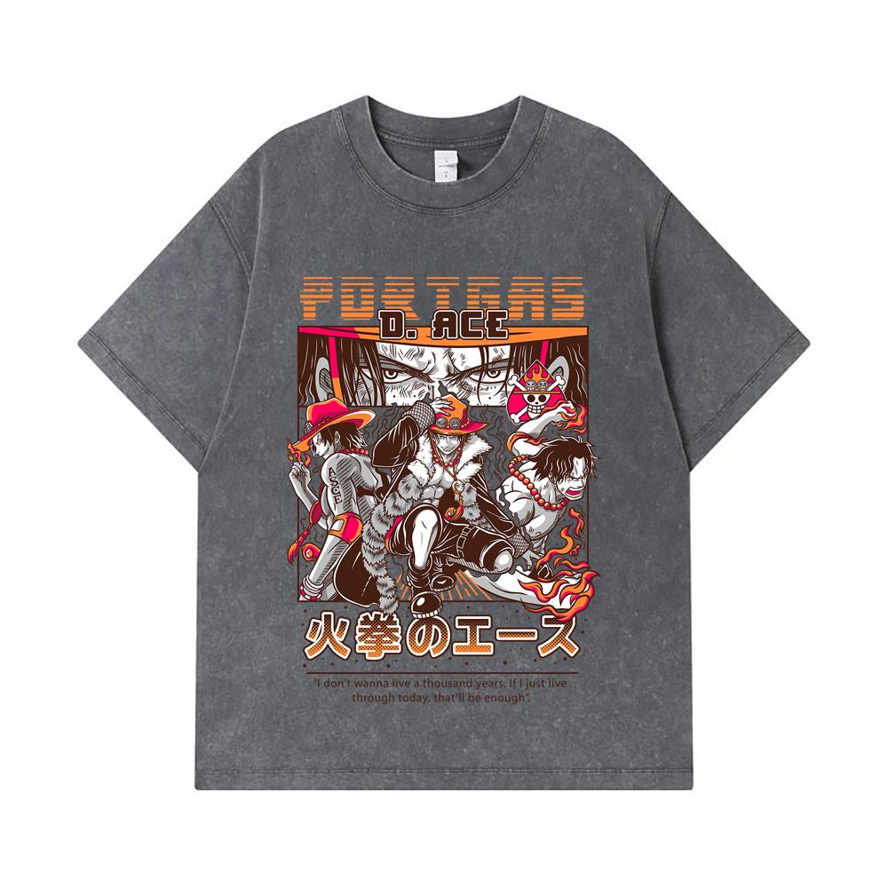 275 GSM Washed T-shirts 100% Cotton One Piece V17 Ace Print Unisex Heavy Cotton T Shirt