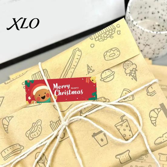 Christmas Party Souvenir Decals Sealing Stickers, Self-adhesive Decorative Labels, Coated Paper Easy Tear Gift Stickers Roll for Envelope Seals