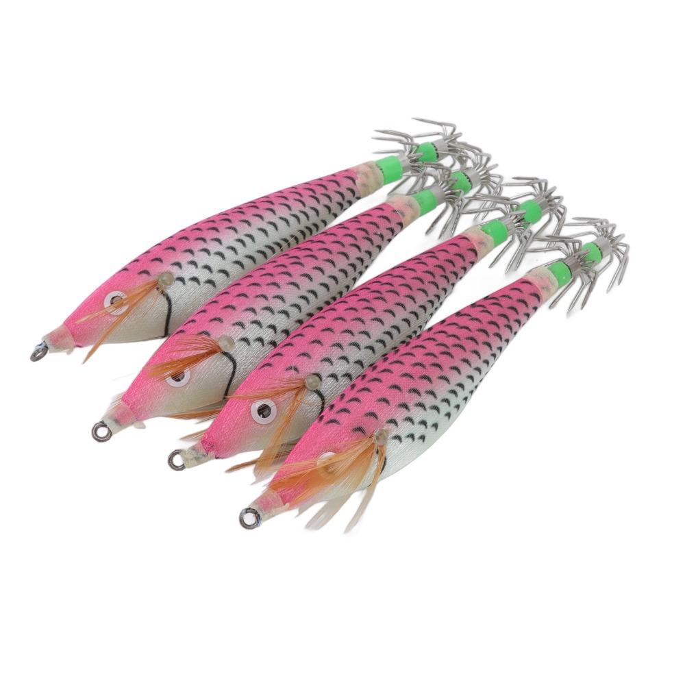 14PCS 8cm Length Squid Hook Lure Double Row Hooks Fishing Bait Artificial Shrimp Lure  Night Fishing