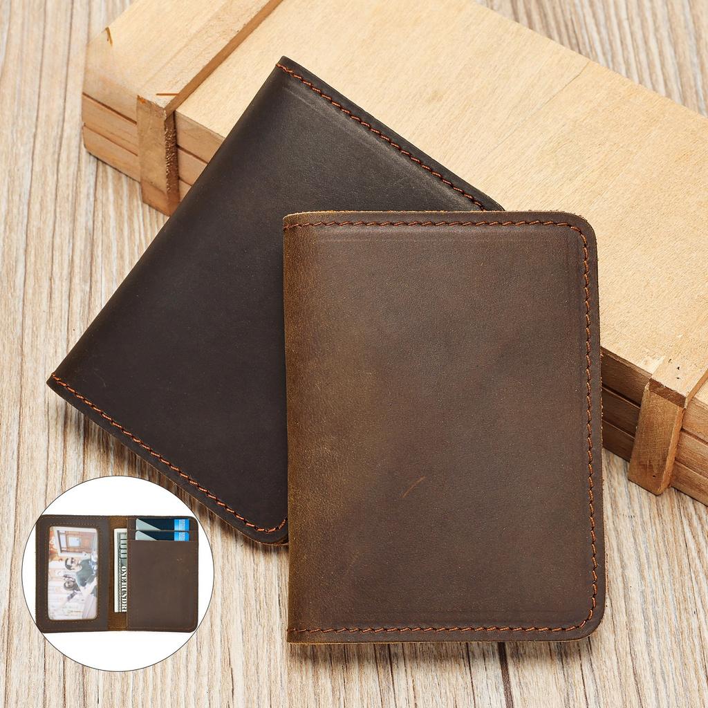 Genuine Leather Card Bag Wallet Crazy Horse Leather Driver's License Holder Vintage Multi-slot Cowhide Wallet