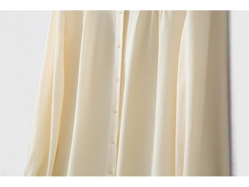 2024 Spring Heavyweight 23 Momme Long-Sleeved Round Neck Top - 100% Mulberry Silk Crepe