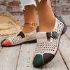 Retro Ethnic Style Button-up and Hollowed-out Women's 2025 Summer New Flat Soft Leather Shoes for Lazy People
