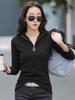 2024 Fall/Winter Women's Slim Fit Half-High Collar Long Sleeve Zipper Top