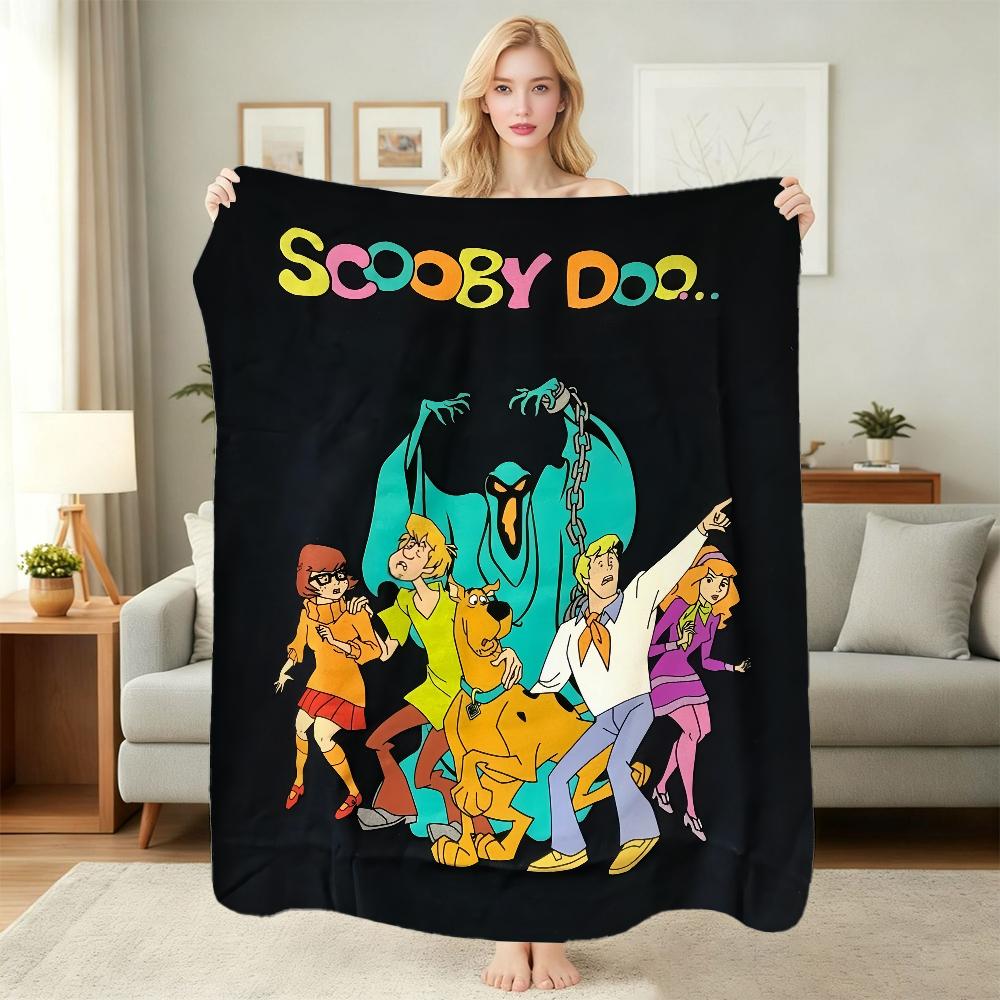 Scoobydoo Gang Anime Printed Blanket Skinfriendly Soft Fleece Blanket For Outdoor Travel Lightweight Home Decor Holiday Gift