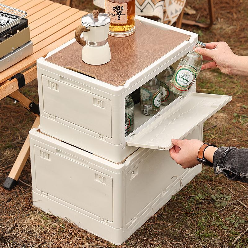 

Folding Outdoor Camping Storage Box with Wooden Lid 23L (37.2x26.3x21.7cm)