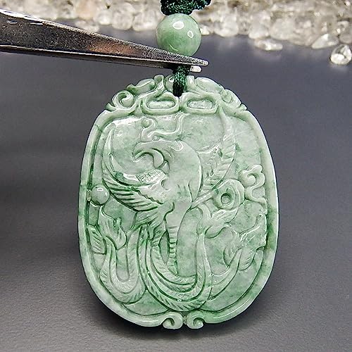 Stone Street Phoenix Carving High-Quality Jadeite Natural Stone Necklace Noble Queen Amulet
