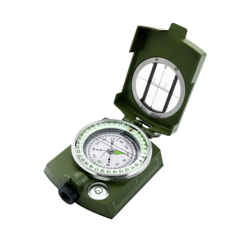 Multifunctional Tactical Survival Compass Pointer Waterproof Noctilucent Handheld Lensatic Sighting Compass for Camping Hiking