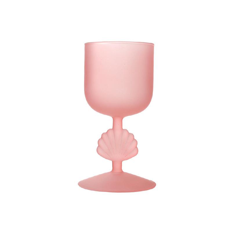 High-value pink frosted shell niche glass cocktail glass, personalized high-end girls glass wine glass