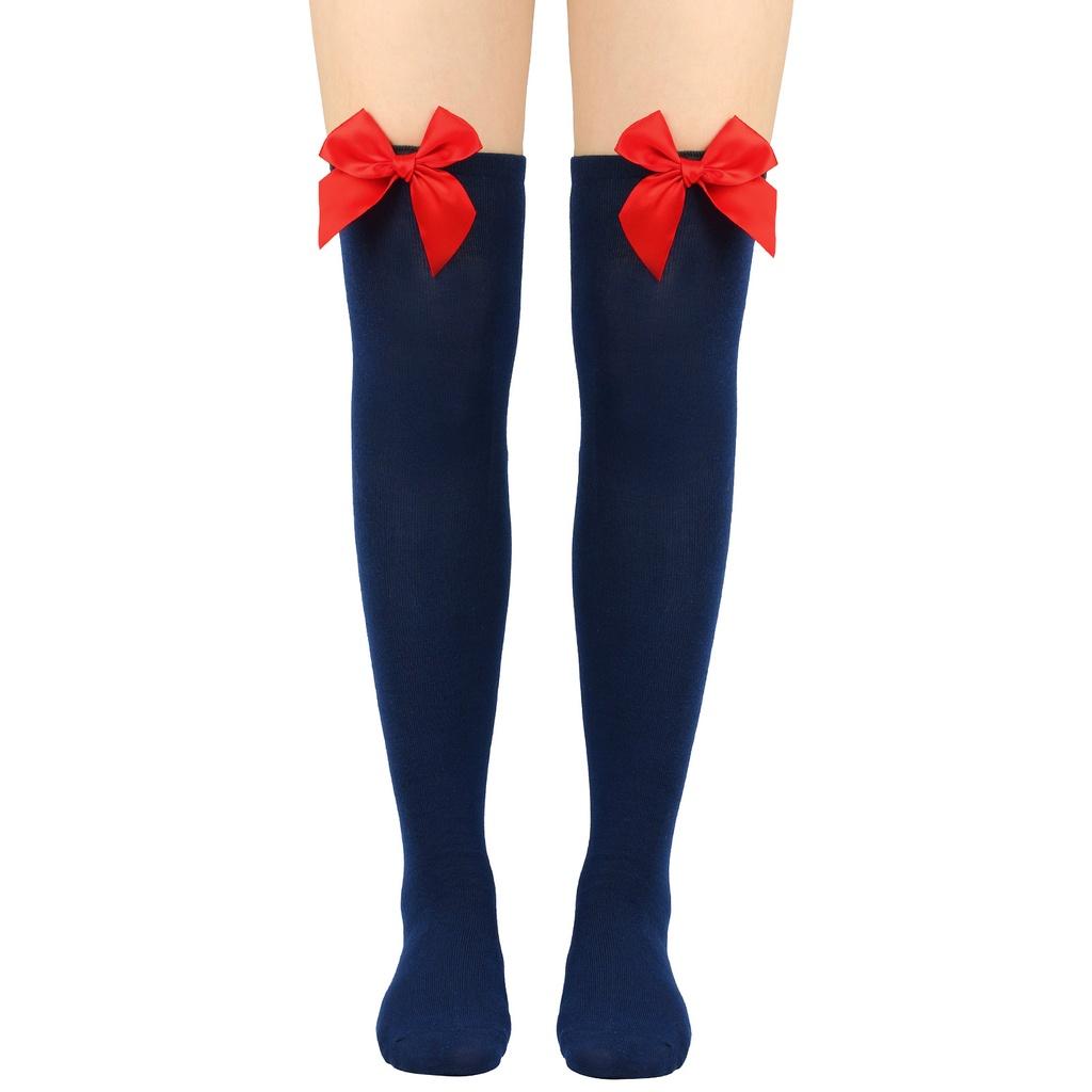 Japanese Style Over-the-knee Bow Socks Sexy High Tube Socks For College Fashion Friction-resistant Polyester Fiber