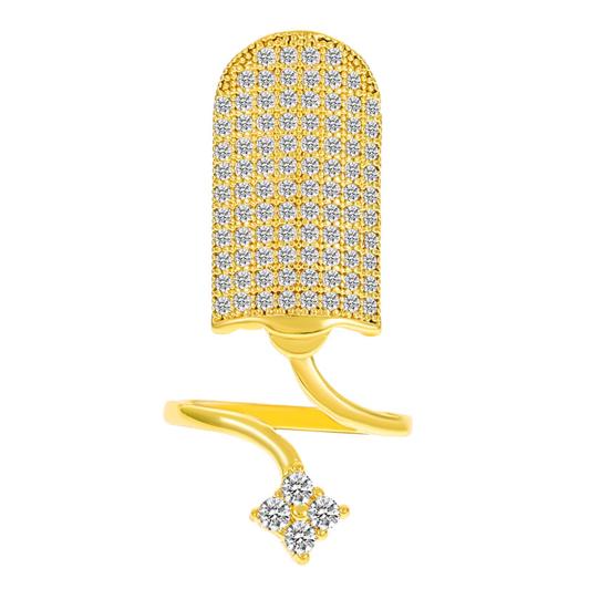 Nagelring Hohl Glänzend Strass Eingelegt Funkelnd Verstellbare Öffnung Geometrische Maniküre Gelenkring Frauen