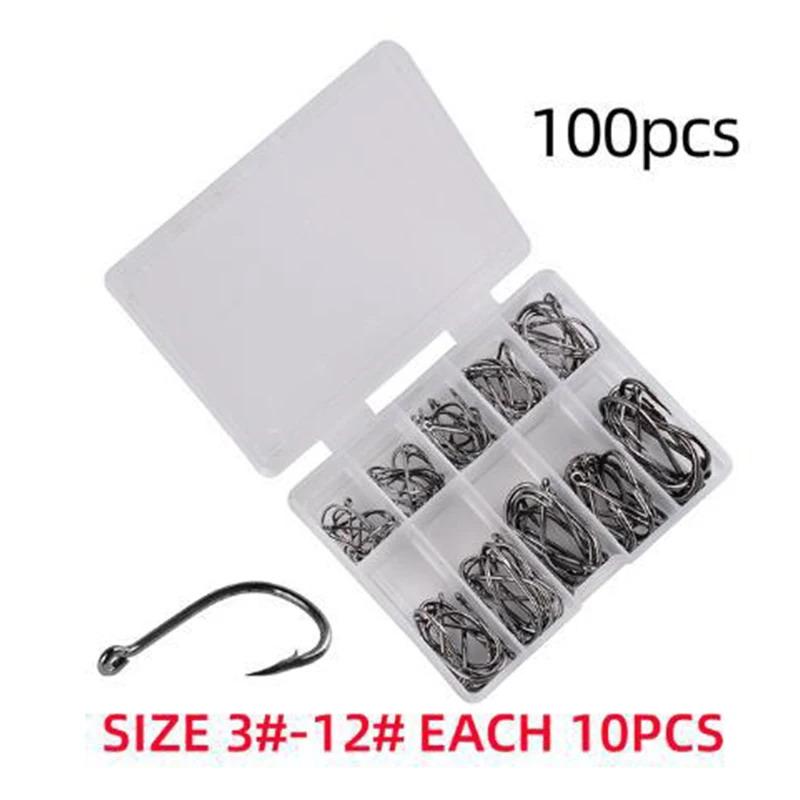 Sea Tackle Accessories Big Ringed Sea Hook Barbed Carp Hooks Single Circle Fishing Hook Fly Fishing Jip Fishing Hooks Set