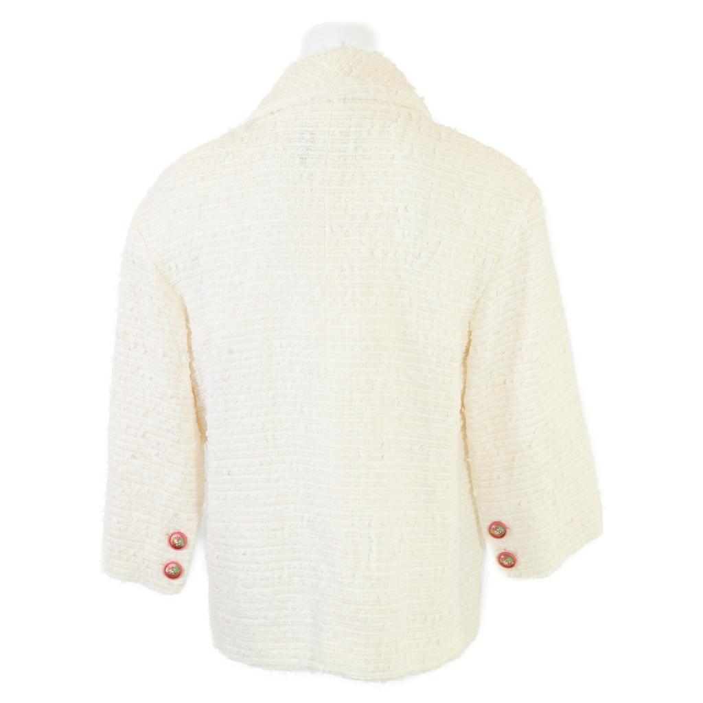CHANEL [Good Condition] P56048V29319 Lion Button Tweed Double Breasted Jacket 38 whiteUsed