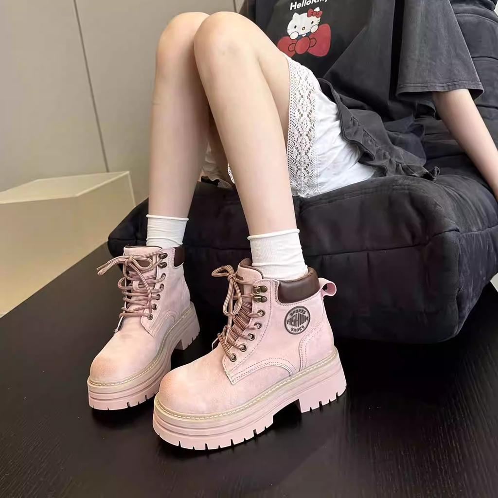 [Armano] New European and American pink heightened platform outdoor Martin boots women's short boots tooling rhubarb boots