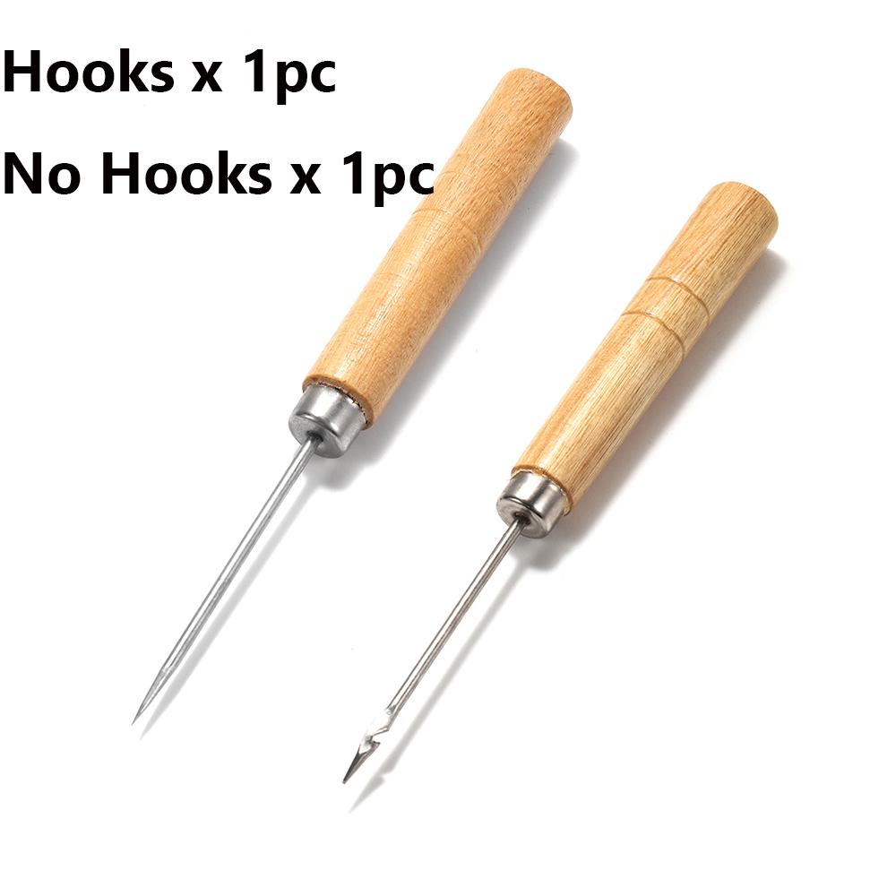 

2pcs/lot Wooden Handle Sewing Awl Hand Stitching Bracelet Leather Craft Needle for Jewelry Making Needle Hook Tool Supplies