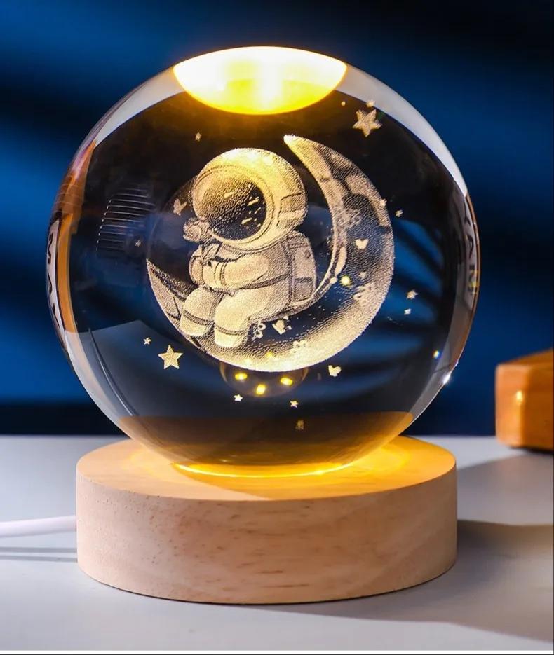 2025 New Bedroom Bedside Table Decoration For Friends Couples Heartfelt Gifts Creative 3D Luminous Crystal Ball LED Night Light