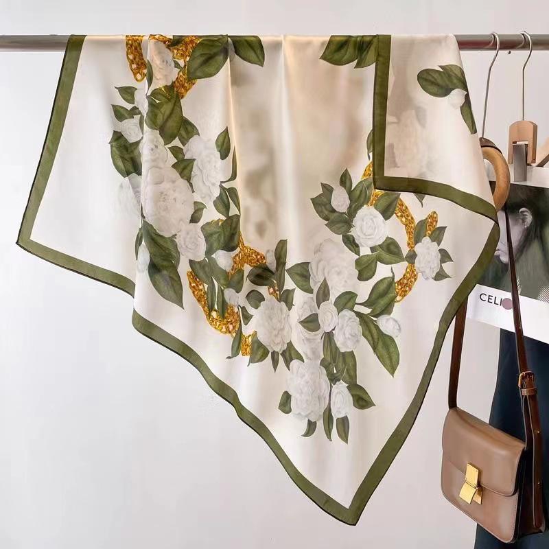 High-End Retro Korean-Style Silk Square Scarf: Versatile Fashion Accessory for Women