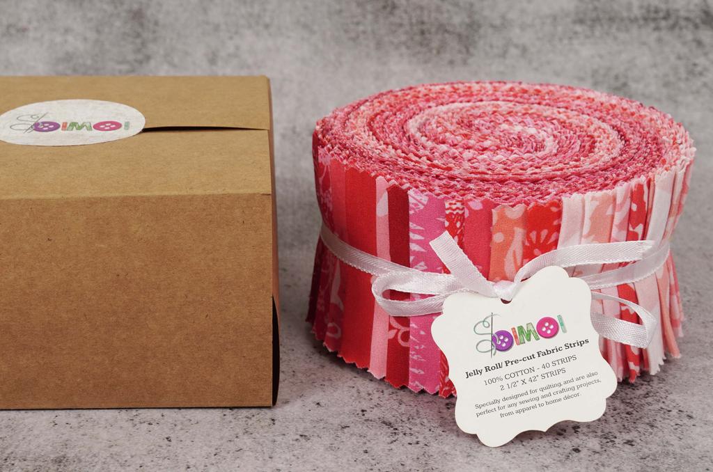 Soimoi 40Pcs Asian Block Print Cotton Precut Fabrics For Quilting Craft Strips 2.5x42inches Jelly Roll -