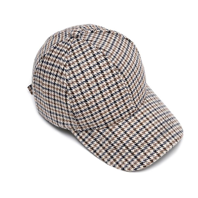 Gorra de béisbol con diseño de pata de gallo para otoño e invierno para hombre y mujer, gorra cálida, sombrero para el sol