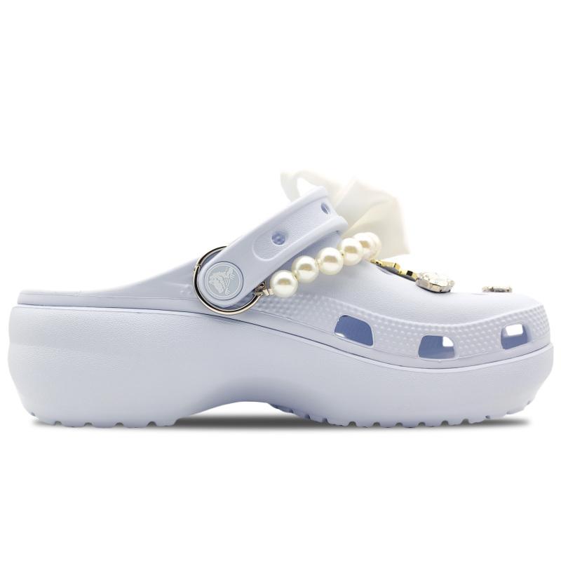 Crocs Classic Platform Clog Pearl Illusion Fashionable and Comfortable Cute Girly Style Hole Shoes Women's Purple