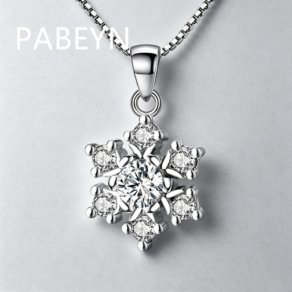 925 Sterling Silver Fashion Temperament Snowflake Zircon Pendant Necklace Birthday Party Anniversary Gift Ladies Jewelry