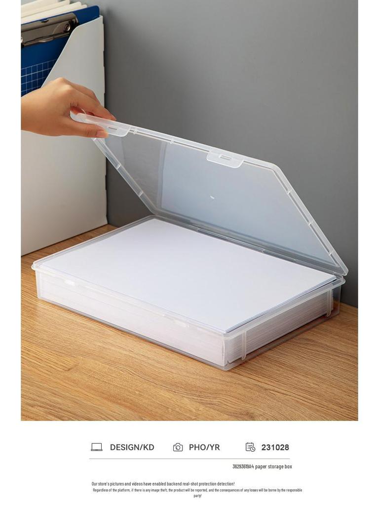 Transparenter Kunststoff A4 Schreibtischorganizer mit Deckel - Staubdichte quadratische Ablagebox