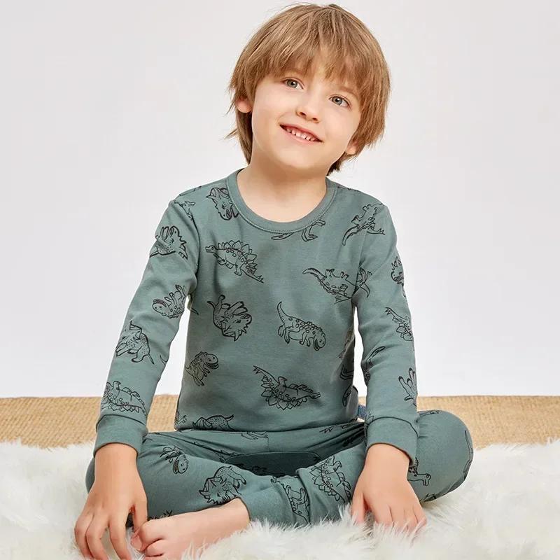 Dětské pyžamo pro chlapce 2 3 4 5 6 7 8 9 10 11 12 13 14 let Bavlna Sada oblečení na spaní Pyžamo s dinosaury Zelená Dětské Pijamas Oblečení