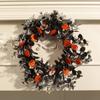 12 Inch Halloween Decorations Wreath with Pumpkin Dead Branches Front Door Wreath Outdoor Window Wreath Decor