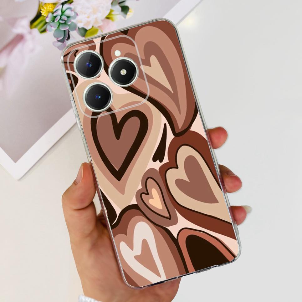 Couple Love Heart Back Case For Realme Narzo N61 N63 Realme C63 C61 Transparent Soft TPU Slim Silicone Phone Cover Fashion Capas