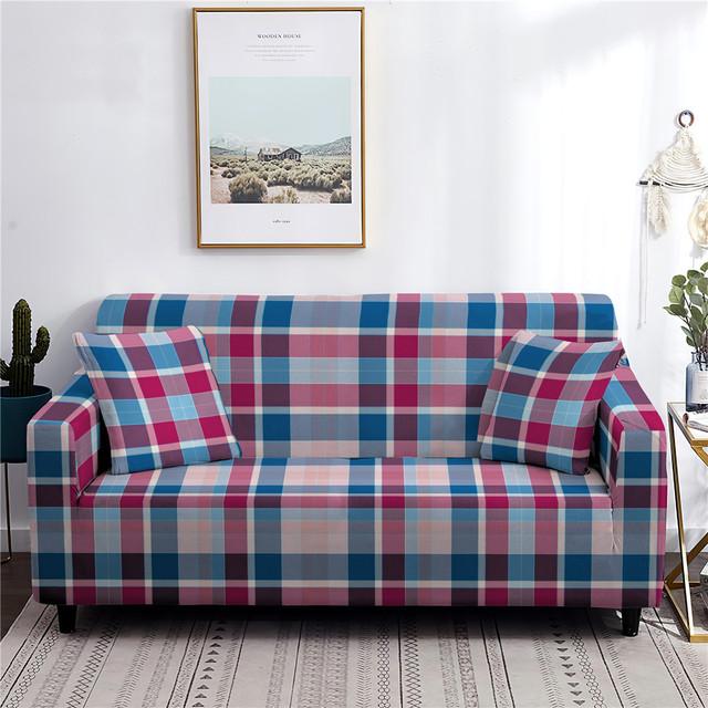 1 /2 /3 /4 Seater Plaid Sofa Cover Dust -Proof Stretch Sofa Slipcover For Living Room L Shape Sofa Protector Anti -Fouling Home Decor