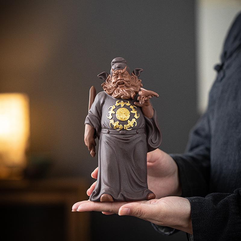 Zhong Kui Ceramic Mythical Statue, Auspicious Blessing Decoration Traditional Chinese Craftsmanship Home Furnishings Office Desk